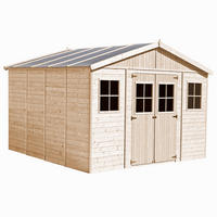 HOLZ-GARTHENHAUS MIT IMPRÄGNIERTEM BODEN - H246 x 418 x 420 cm/ 16 m² - M330+330G - Beige, Holz (418/252/420cm) - Timbela