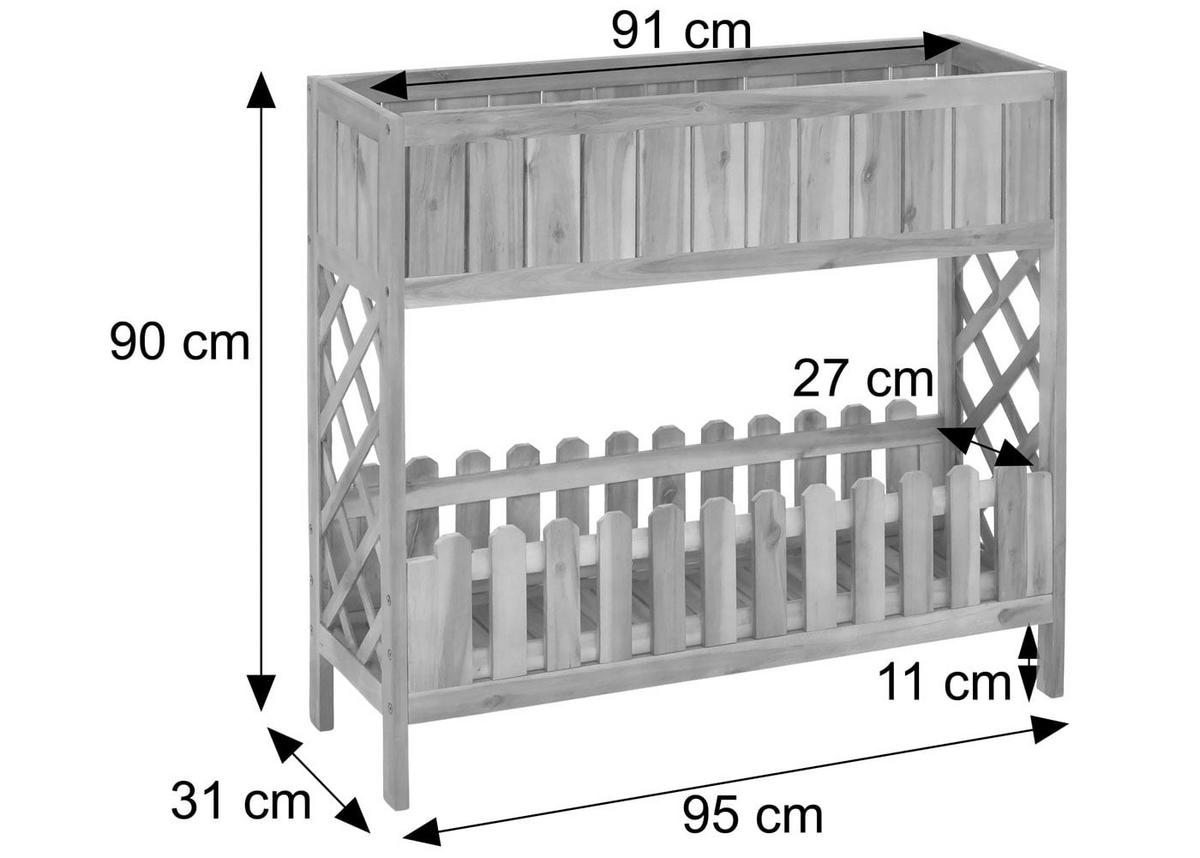 VYŠŠÍ ZÁHON hnědý - hnědá, dřevo (95/90/31cm) - MCW