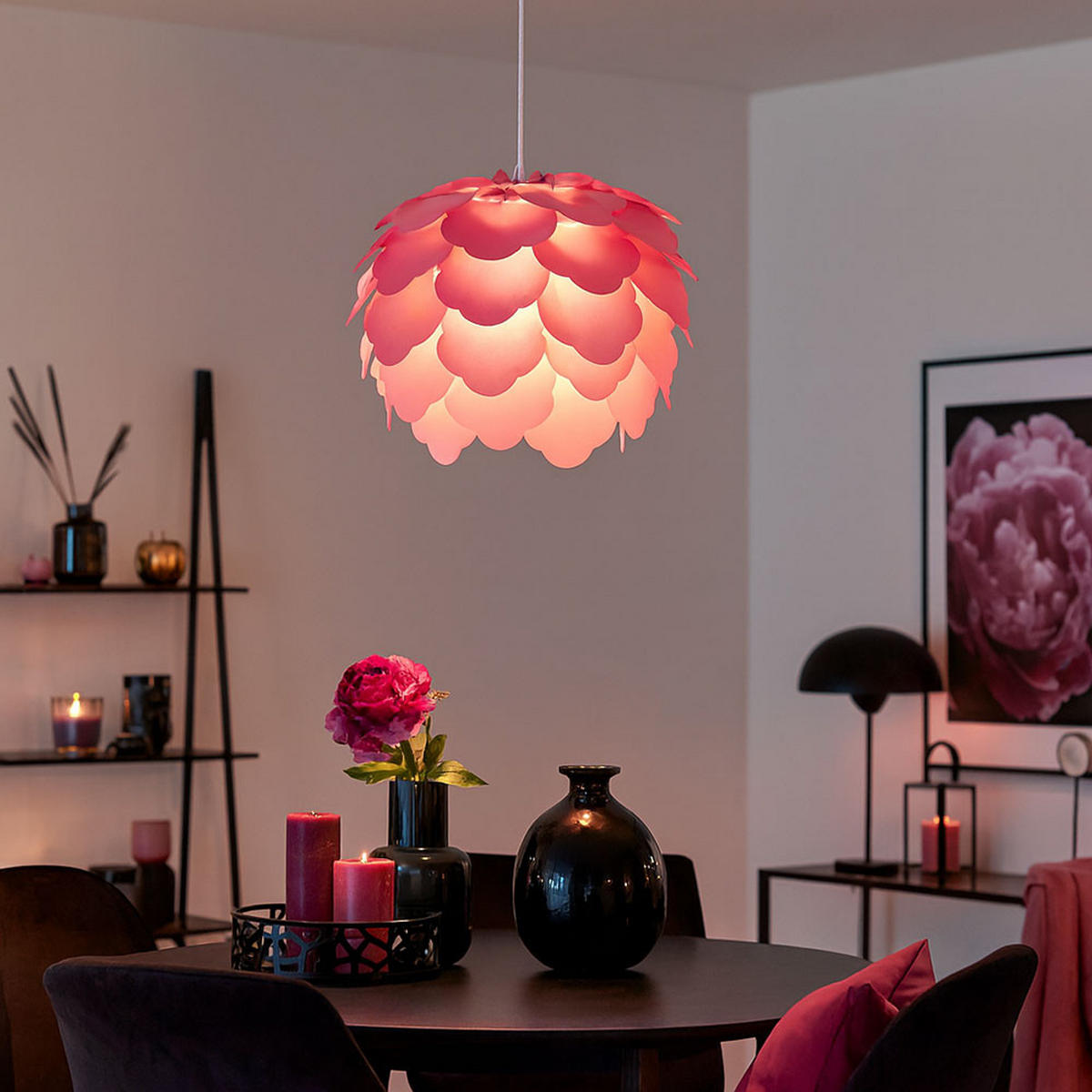 LED HÄNGELEUCHTE FILETTA Rosa Kunststoff - Rosa, Metall (42/42/110cm)