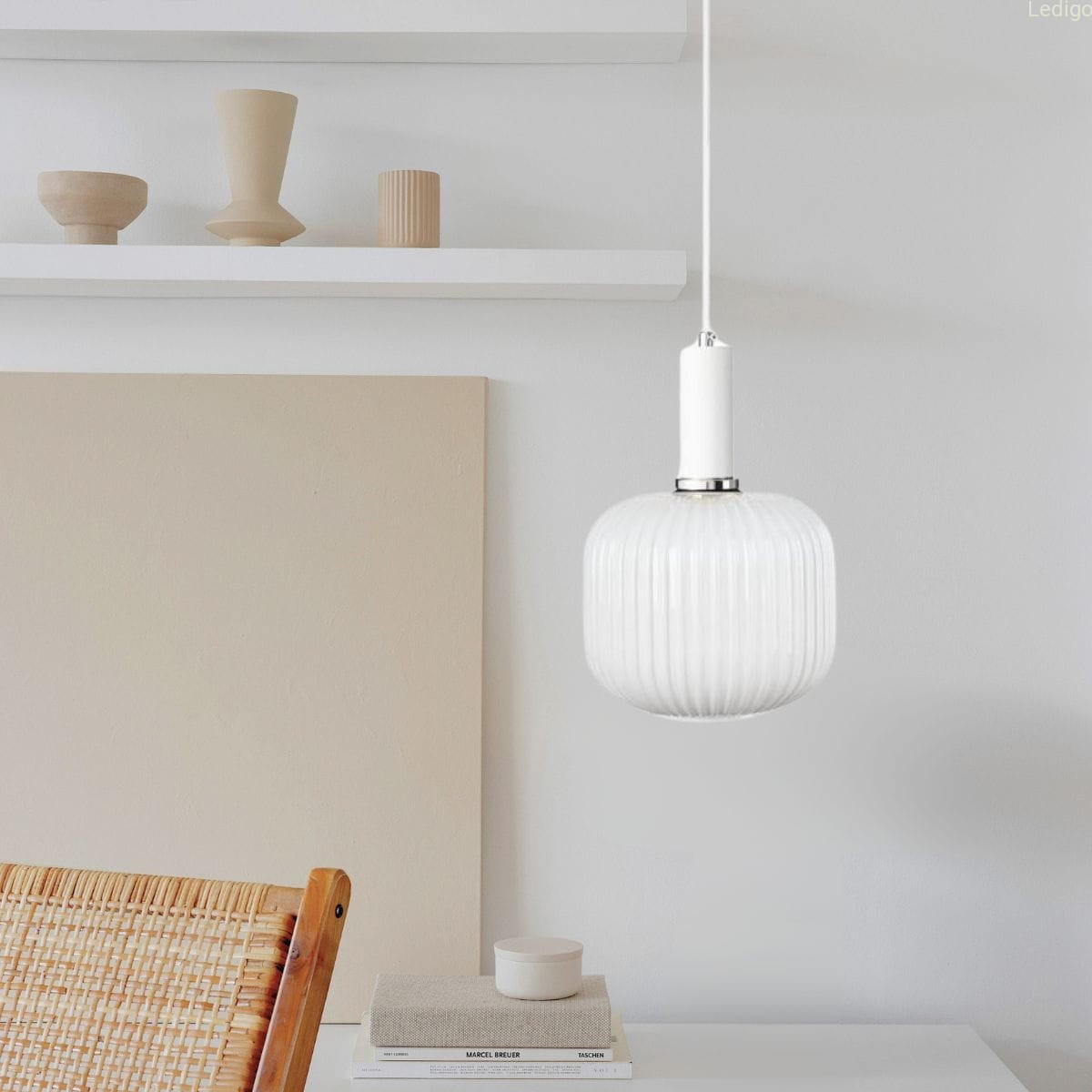 PENDELLEUCHTE Paris - Silberfarben/Weiß, Glas/Metall (30/30/125cm) - kiki design