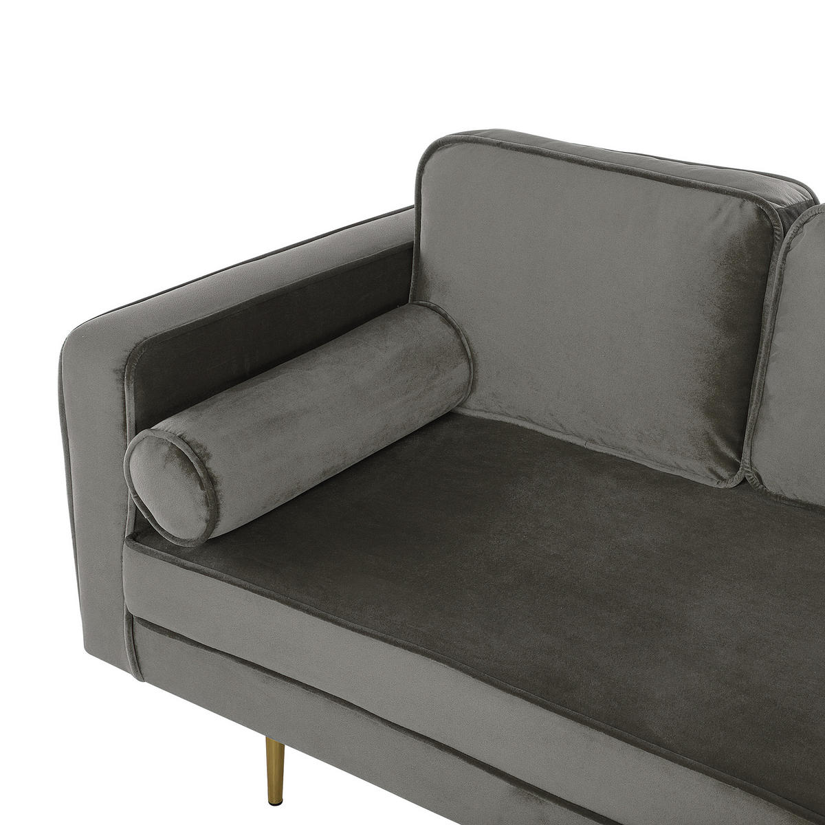 CHAISELONGUE Samtstoff taupe linksseitig Miramas - Goldfarben/Grau, Textil (171/63/79cm) - Beliani