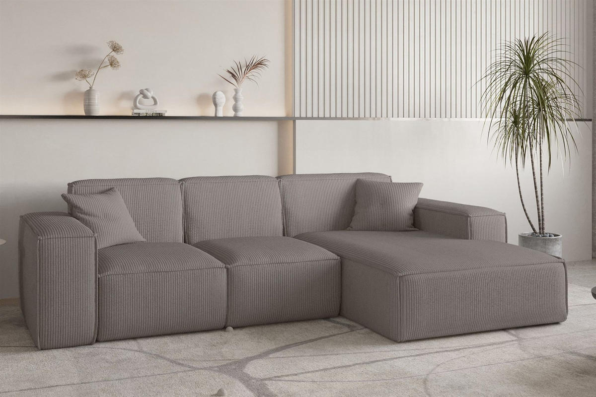 ECKSOFA Celes Premium Stoff Scala - Taupe, Holzwerkstoff/Textil (266/165cm) - Fun Möbel