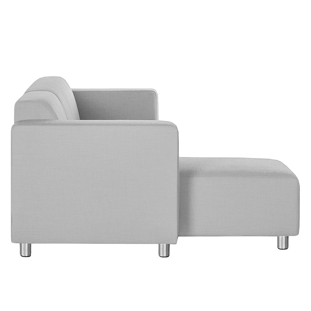 ECKSOFA mit Longchair davorstehend links - Webstoff, Grau - Grau, Textil (240/140cm) - home24