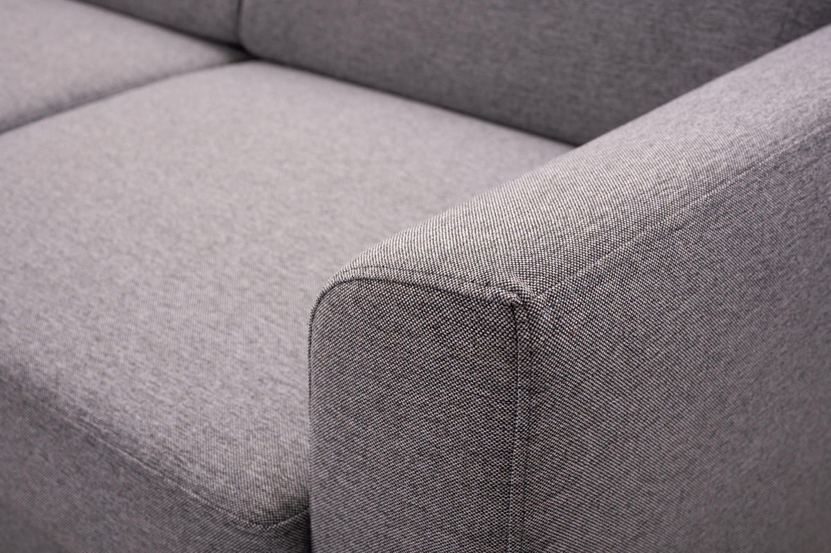 ECKSOFA SAPORE Grau Geflochtener Stoff mit Schlaffunktion - Grau, Holz (235/170cm) - MASSENO