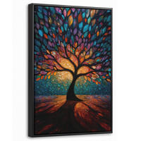 LEINWAND Bilder mit Rahmen - Mosaik - Bunt - Baum - Äste - 40x60 - Multicolor, Textil (40/60cm) - MuchoWow