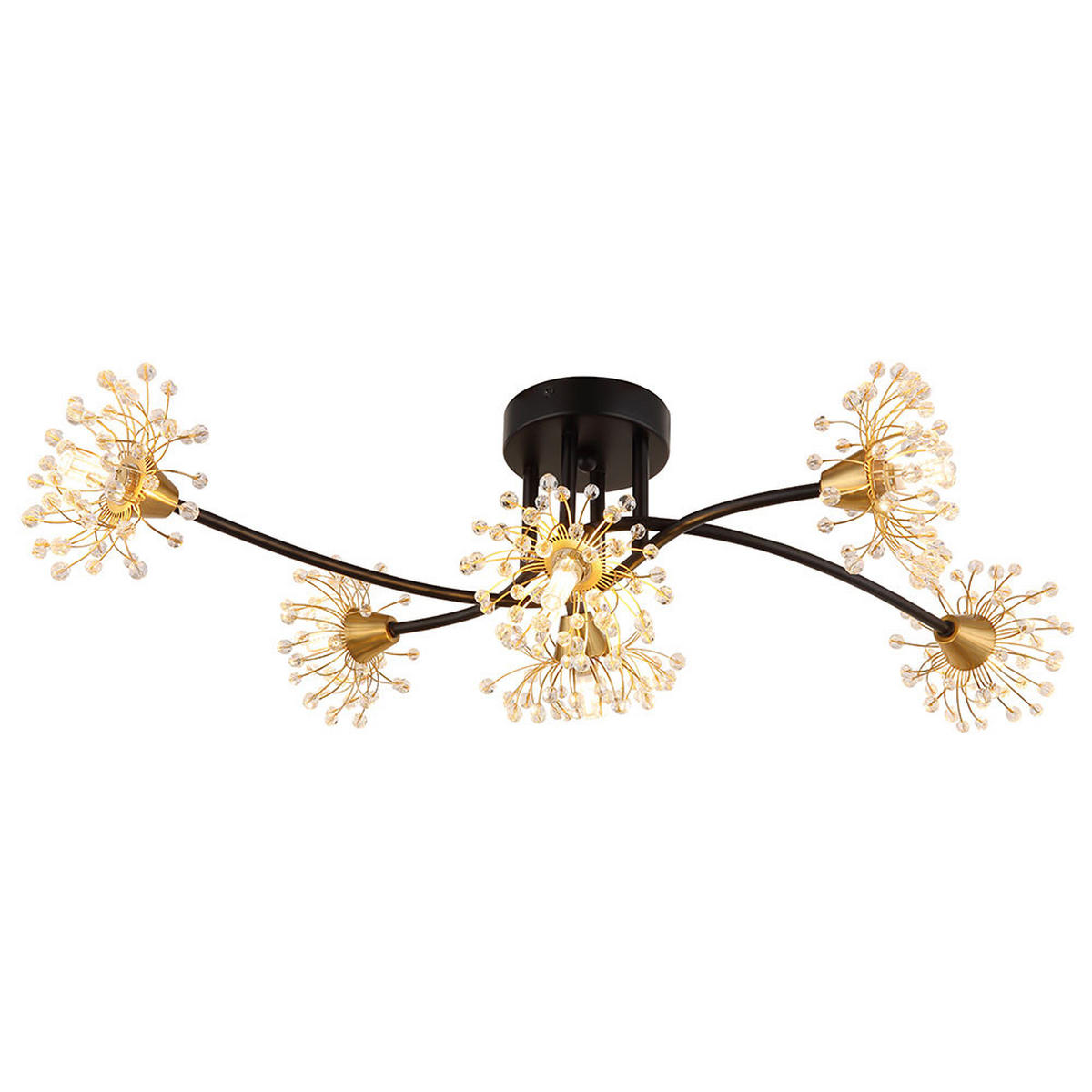 DECKENLEUCHTE FIORE, Metall, Schwarz, matt, 6-flammig - Schwarz, Metall (74/43/22cm) - Globo Lighting