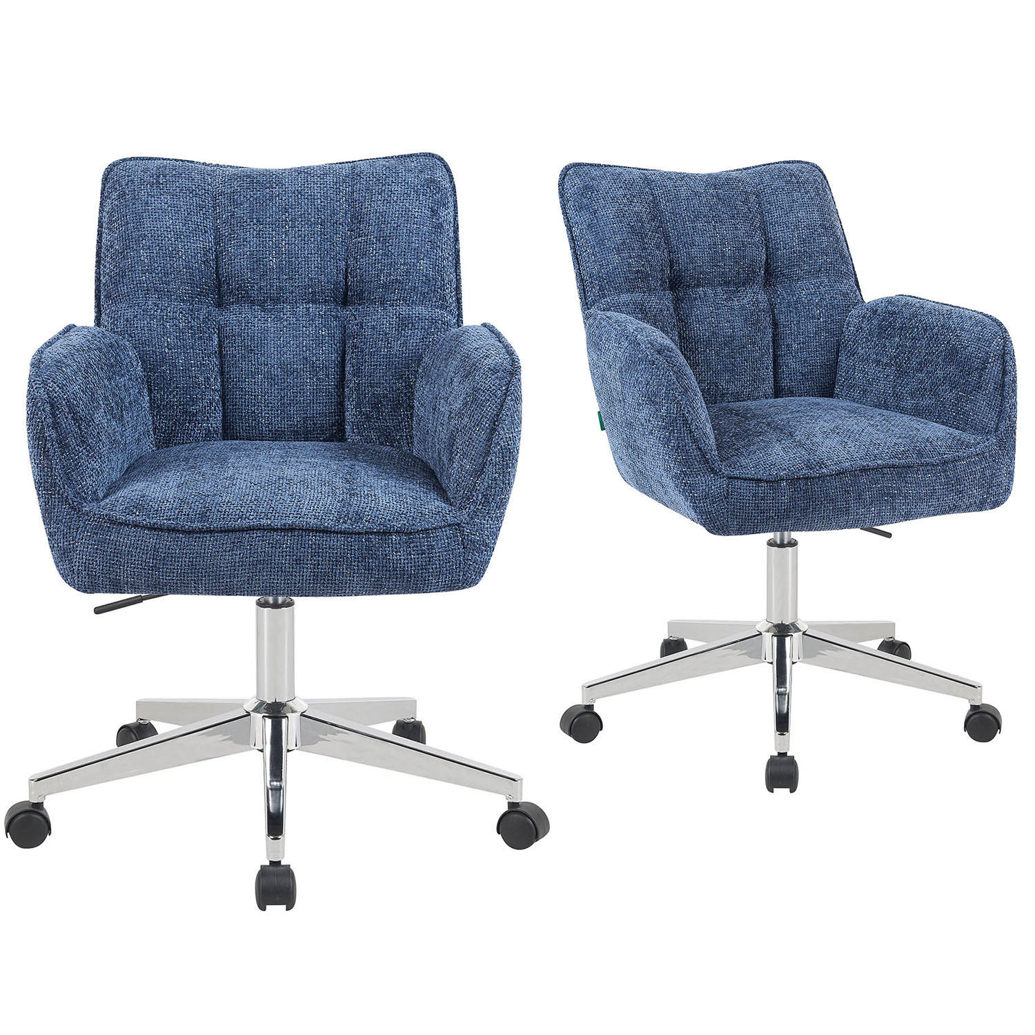 BÜROSTUHL Mika-Tabea - Chromfarben/Blau, Textil/Metall (59/81/66cm) - DUBI Möbel