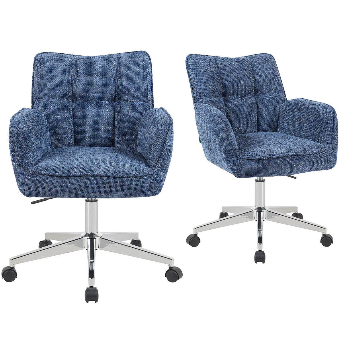 BÜROSTUHL Mika-Tabea - Chromfarben/Blau, Textil/Metall (59/81/66cm) - DUBI Möbel