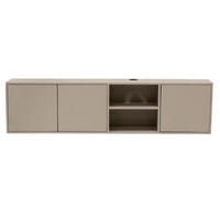 SCHWEBENDES TV-Möbel mit 3-Türen aus Mangoholz 160cm, taupe - Taupe, Holz (160/40/30cm) - Giga Meubel