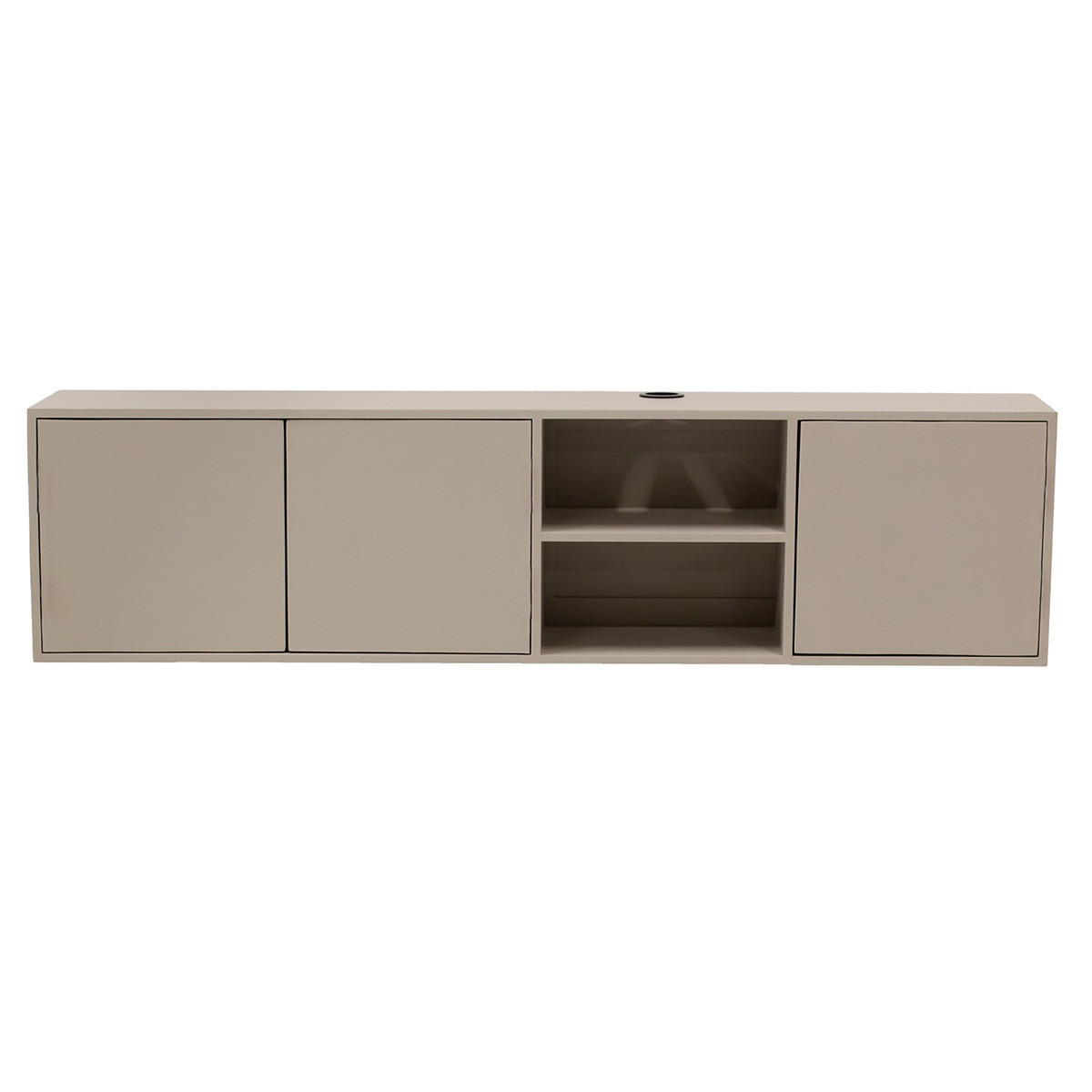 SCHWEBENDES TV-Möbel mit 3-Türen aus Mangoholz 160cm, taupe - Taupe, Holz (160/40/30cm) - Giga Meubel