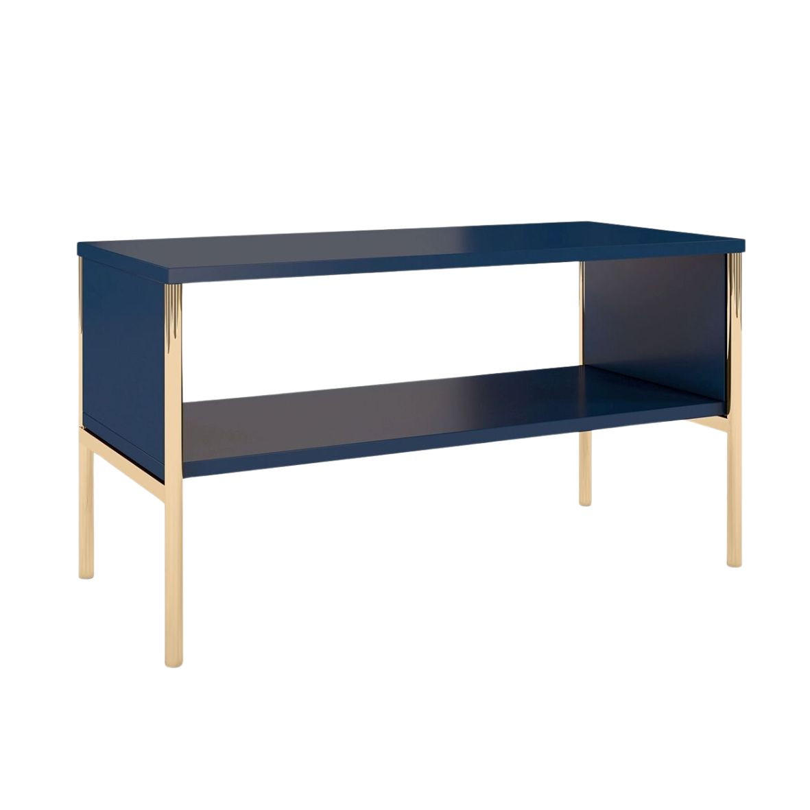 COUCHTISCH Polka, Marineblau, Goldene Details - Goldfarben/Dunkelblau, Holzwerkstoff/Metall (37/80/44cm) - Skandica