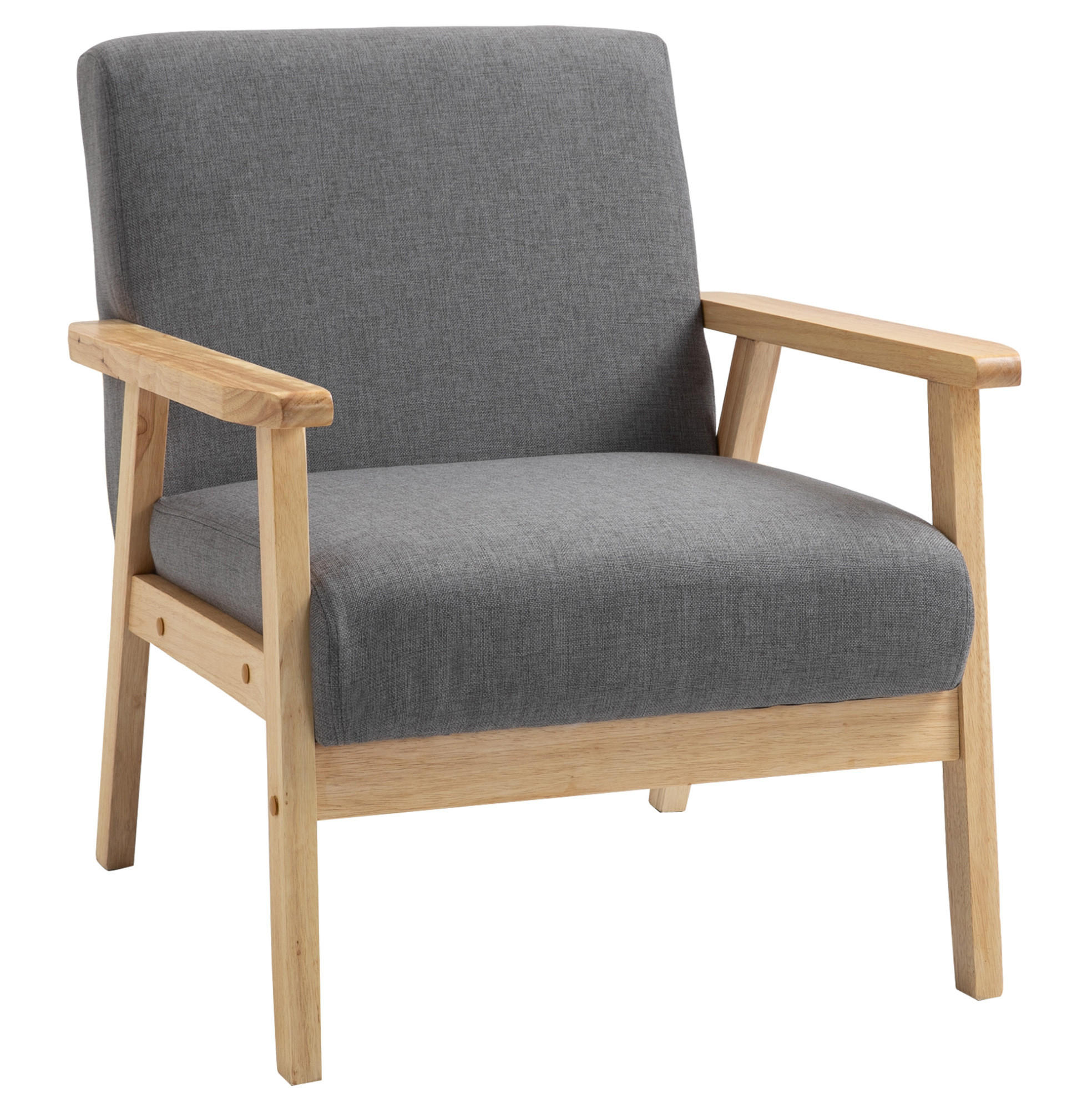 POLSTERSESSEL 64/70/72 cm in Grau mit Holzgestell und breiter Sitzfläche - Grau, Textil (70/72/64cm) - BEAOK