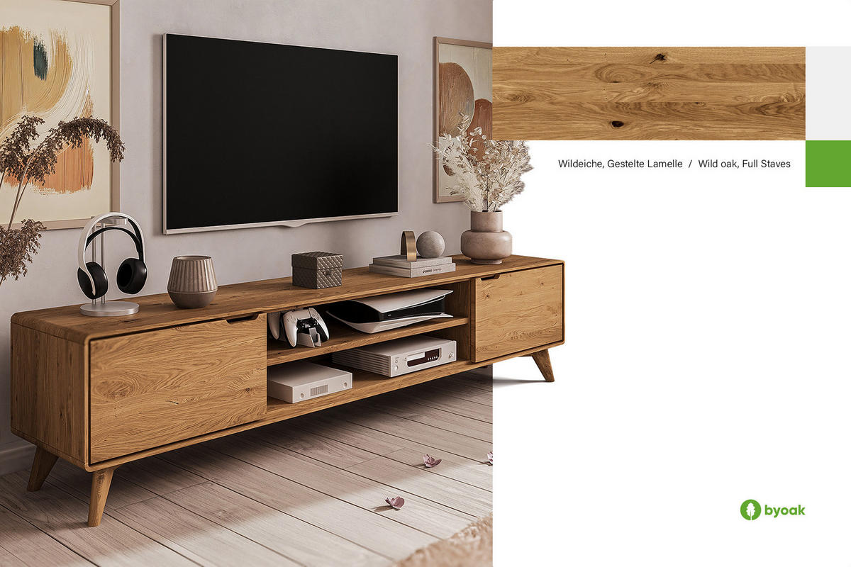 GREG HIFI-SCHRANK Wildeiche - Wildeiche, Holz (220/48/40cm) - byoak