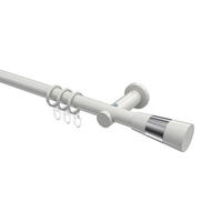 GARDINENSTANGEN-SET Platon Tanara 280 cm (geteilt in 2 x 140 cm), 1-läufig, 20 mm Ø Weiß - Chromfarben/Schwarz, Metall (280cm) - INTERDECO