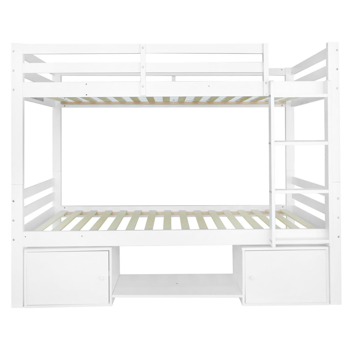ETAGENBETT 90/200 cm aus Kiefer und MDF mit Regalen und Schließfächern Weiß - Weiß, Holz (90/200cm) - Modenvie