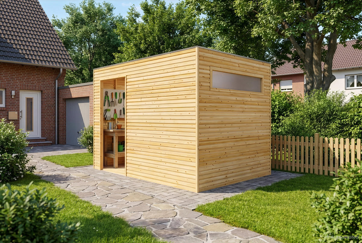 GERÄTEHAUS Holz Qube Slide - Braun, Holz (300/216/210cm) - Alpholz