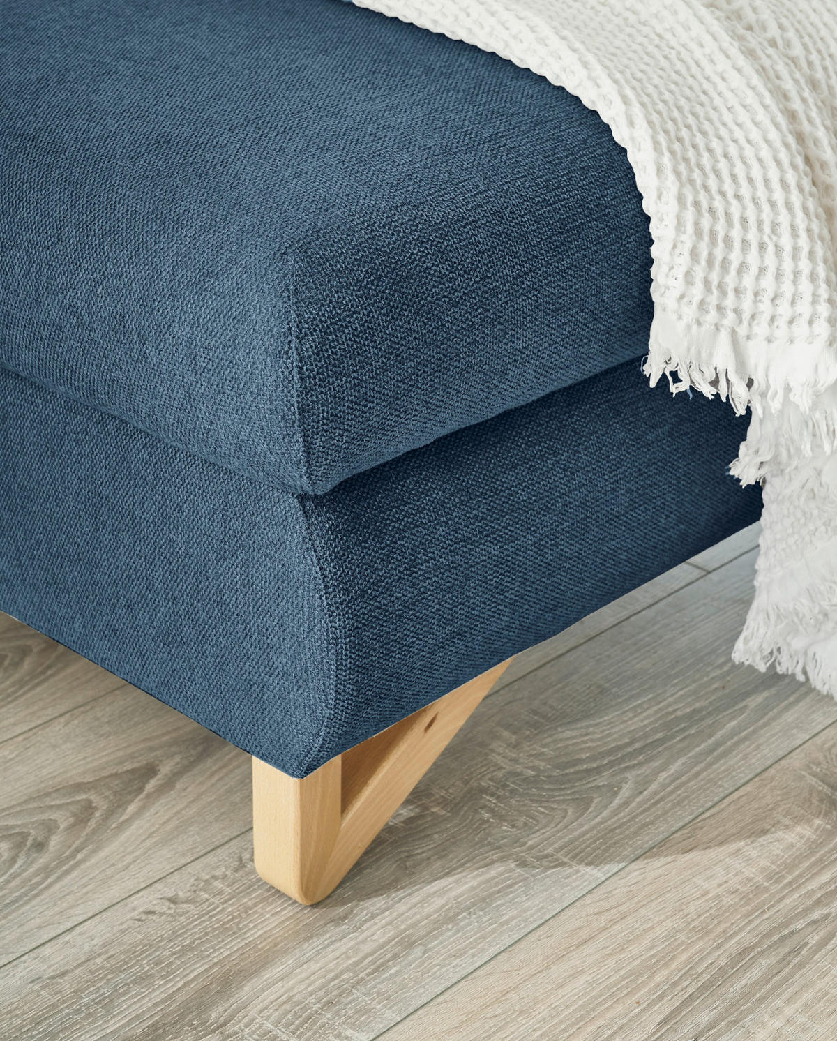 ECKSOFA blau Struktur-Stoff, Sofa mit Bettfunktion und Stauraum 284 cm - Blau, Holz/Textil (284/166cm) - Furn.Design