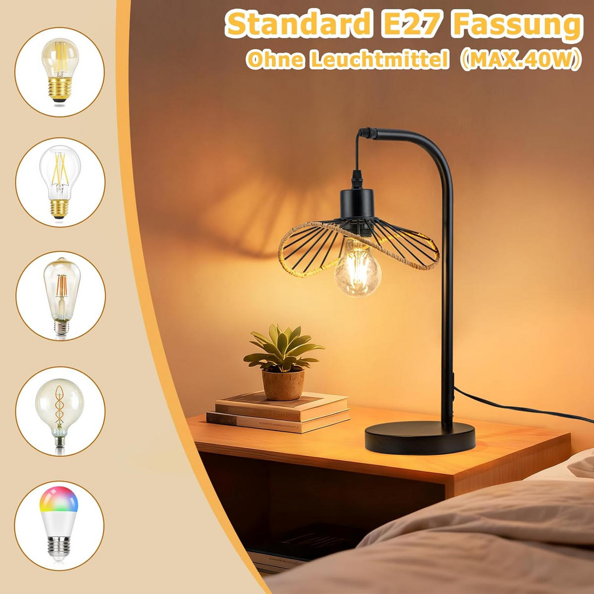 TISCHLEUCHTE BRYANT Ⅲ 15/20/48 cm - Schwarz, Metall (15/20/48cm) - Nettlife