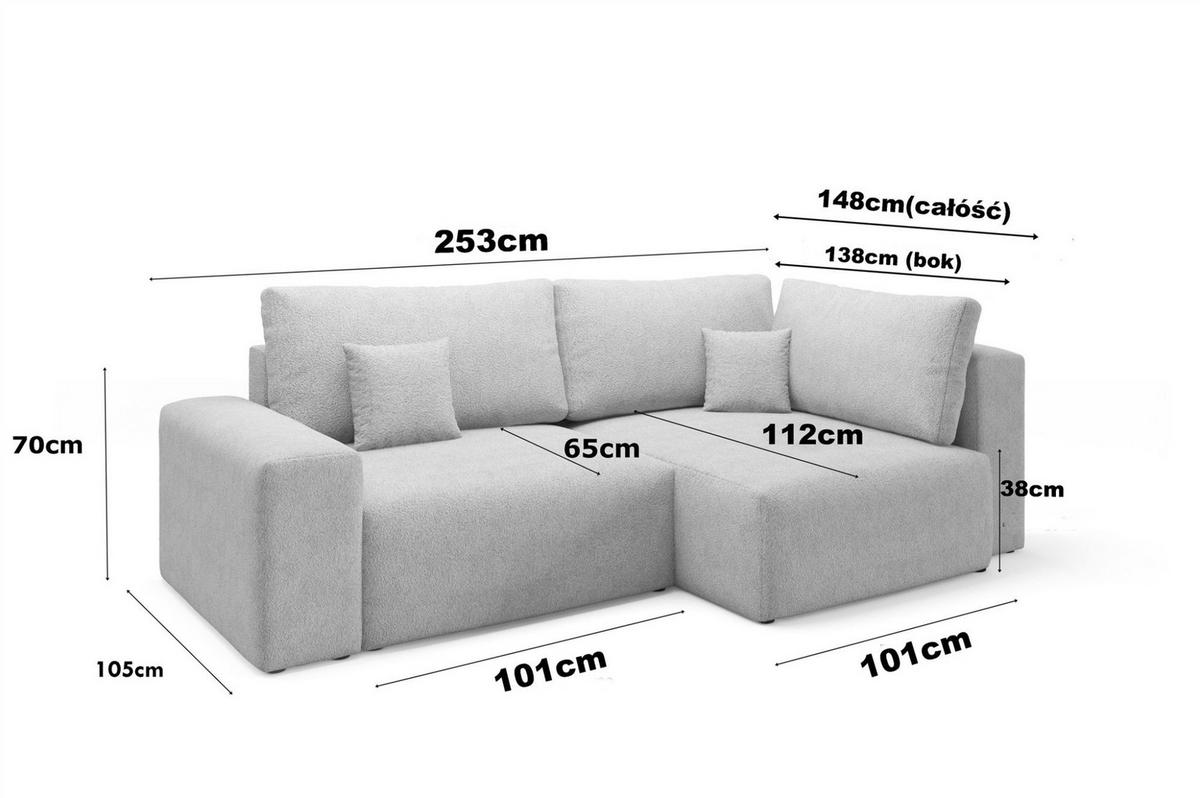 ECKSOFA Arona Mit Schlaffunktion - Hellgrau, Holzwerkstoff/Textil (148/253cm) - Fun Möbel