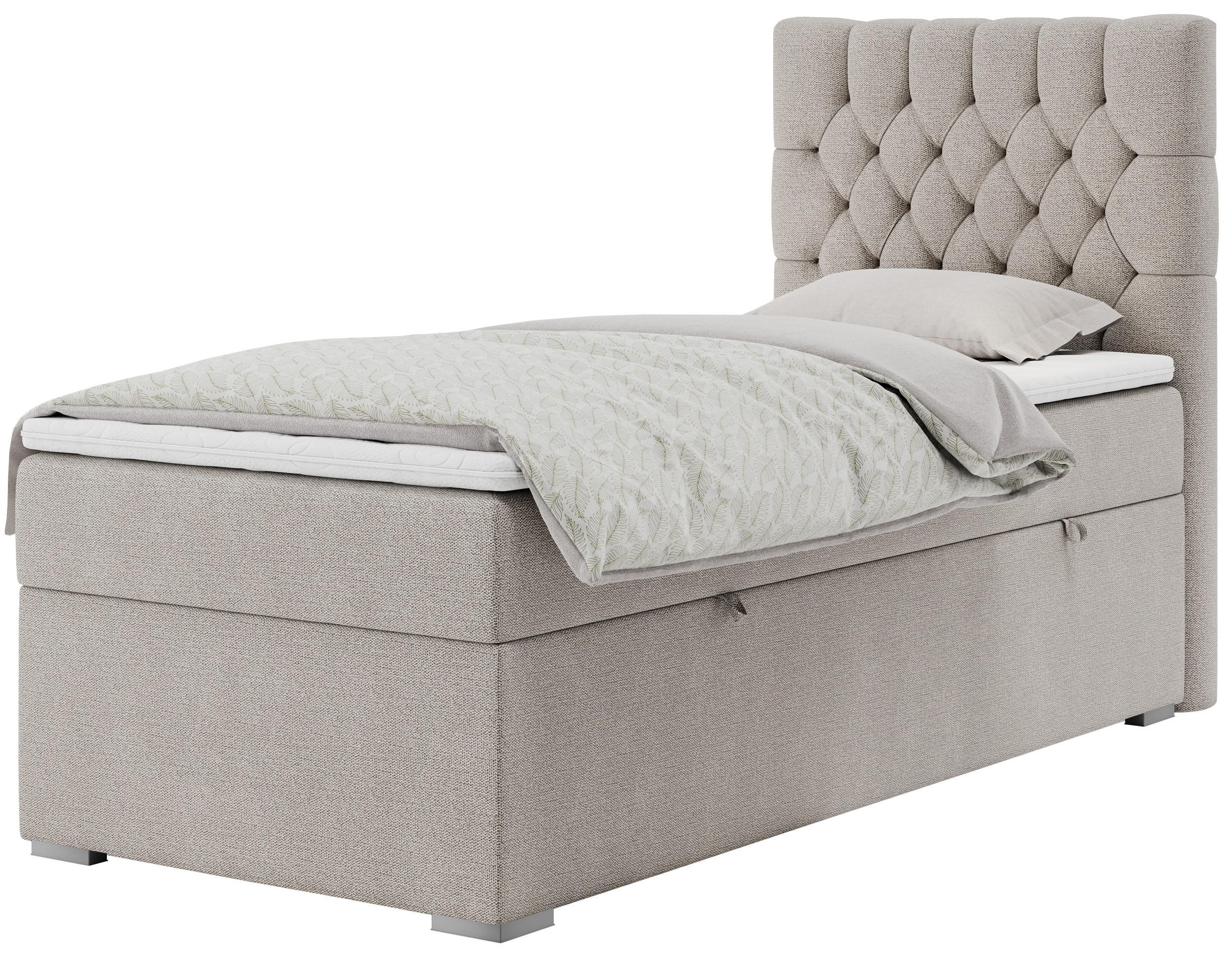 BOXBETT PERA 90/200 Beige Struktur - H3 - Rechts Seite - Beige, Holz/Textil (90/200cm) - MKS