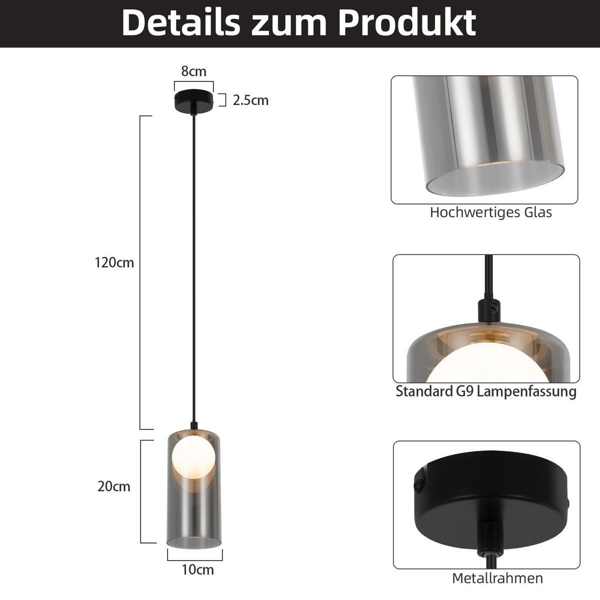 HÄNGELEUCHTE Margeson 8/8/145.5 cm - Schwarz, Metall (8/8/145.5cm) - Nettlife