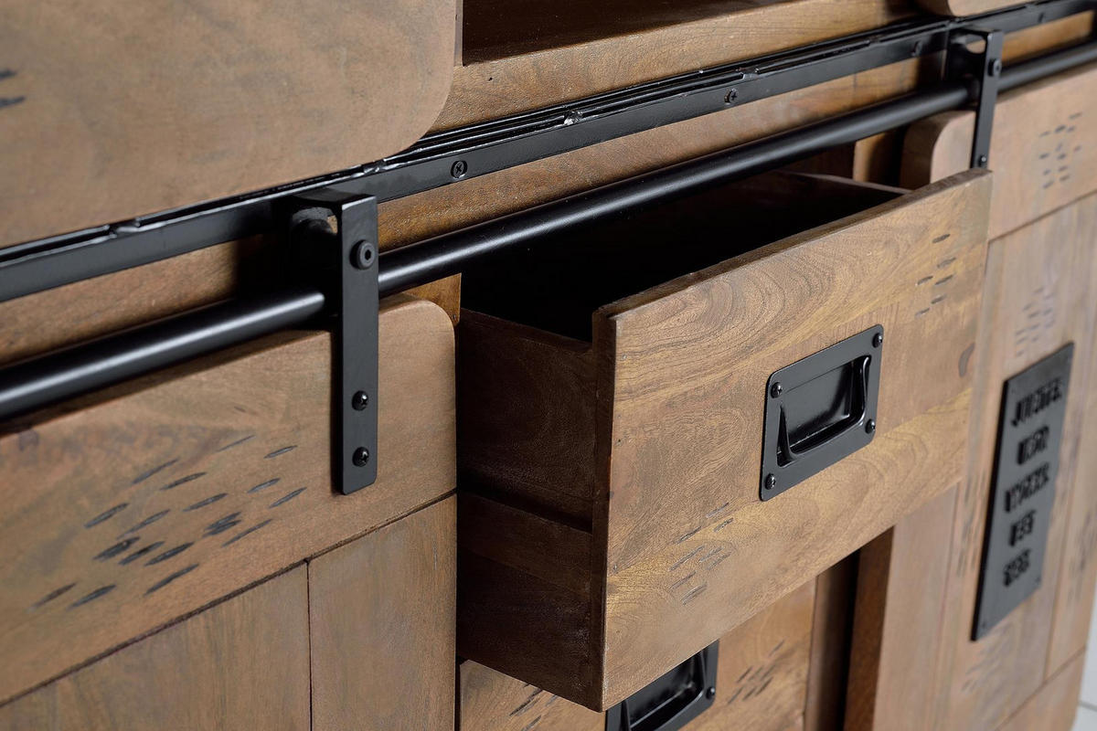 SIDEBOARD aus Mangoholz und Metall - Braun, Holz (45/160/150cm) - Giner y Colomer