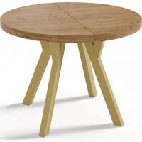 ESSTISCH Mateo runder ausziehbarer, Wotan Eiche 100-200/100/76 cm - Eiche Wotan/Goldfarben, Holz/Holzwerkstoff (100/100/76cm) - WFL GROUP