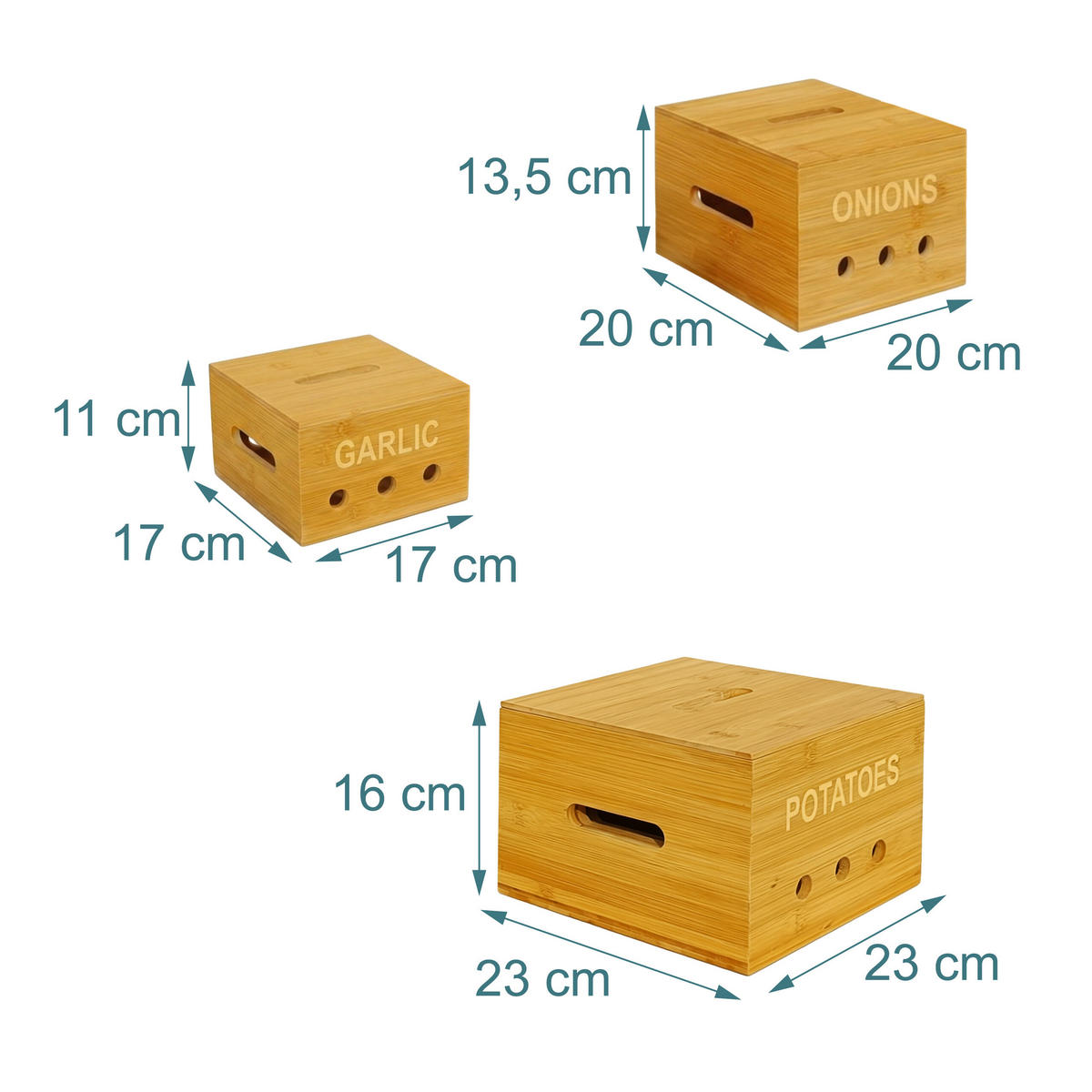 3-TLG.AUFBEWAHRUNGSBOX-SET - Hellbraun, Holz - Relaxdays
