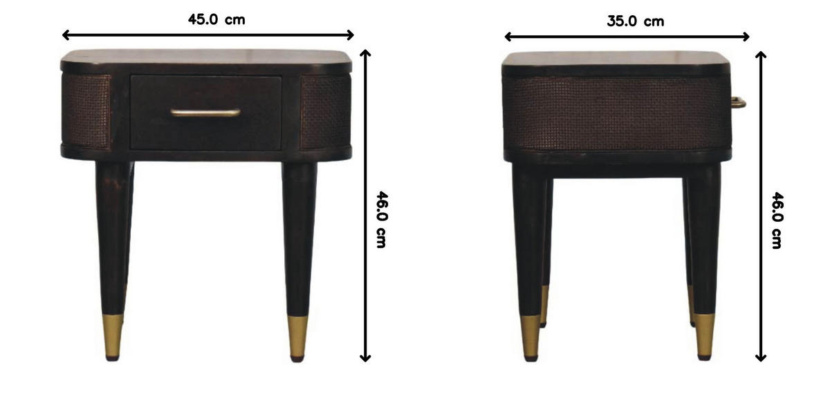 NACHTTISCH mit Samt-Mokka-Finish, 1 Schublade, T-Bar-Griffe, dunkelbraun - Dunkelbraun, Holz/Metall (45/46/35cm) - Artisan Furniture