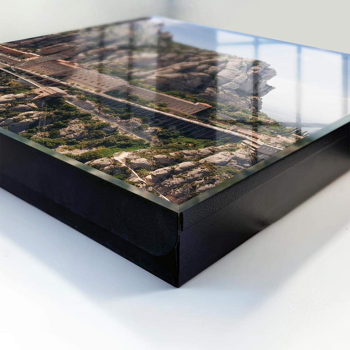 SCHLÜSSELBOX Schwarz 30x30 cm- Türöffnung nach rechts - Bergarchitektur - Grau, Metall (30/30/5cm) - TULUP