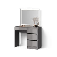 SCHMINKTISCH-SET Imola Grau mit LED-Spiegel - Grau, Holzwerkstoff (90/75/40cm) - Livinity®