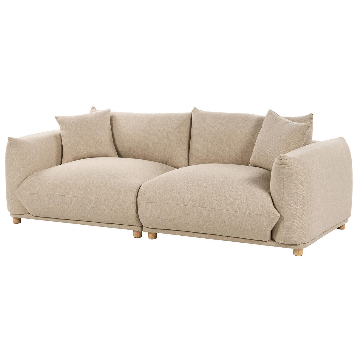 3-SITZER-SOFA hellbeige mit Kissen Luvos - Hellbraun/Beige, Textil (220/75/104cm) - Beliani