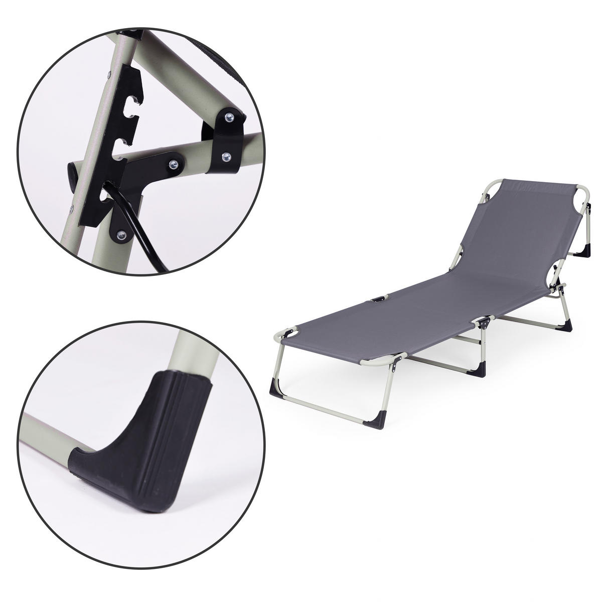 SONNENLIEGE klappbar - Grau, Metall (67/77/193cm) - Mat-Haus