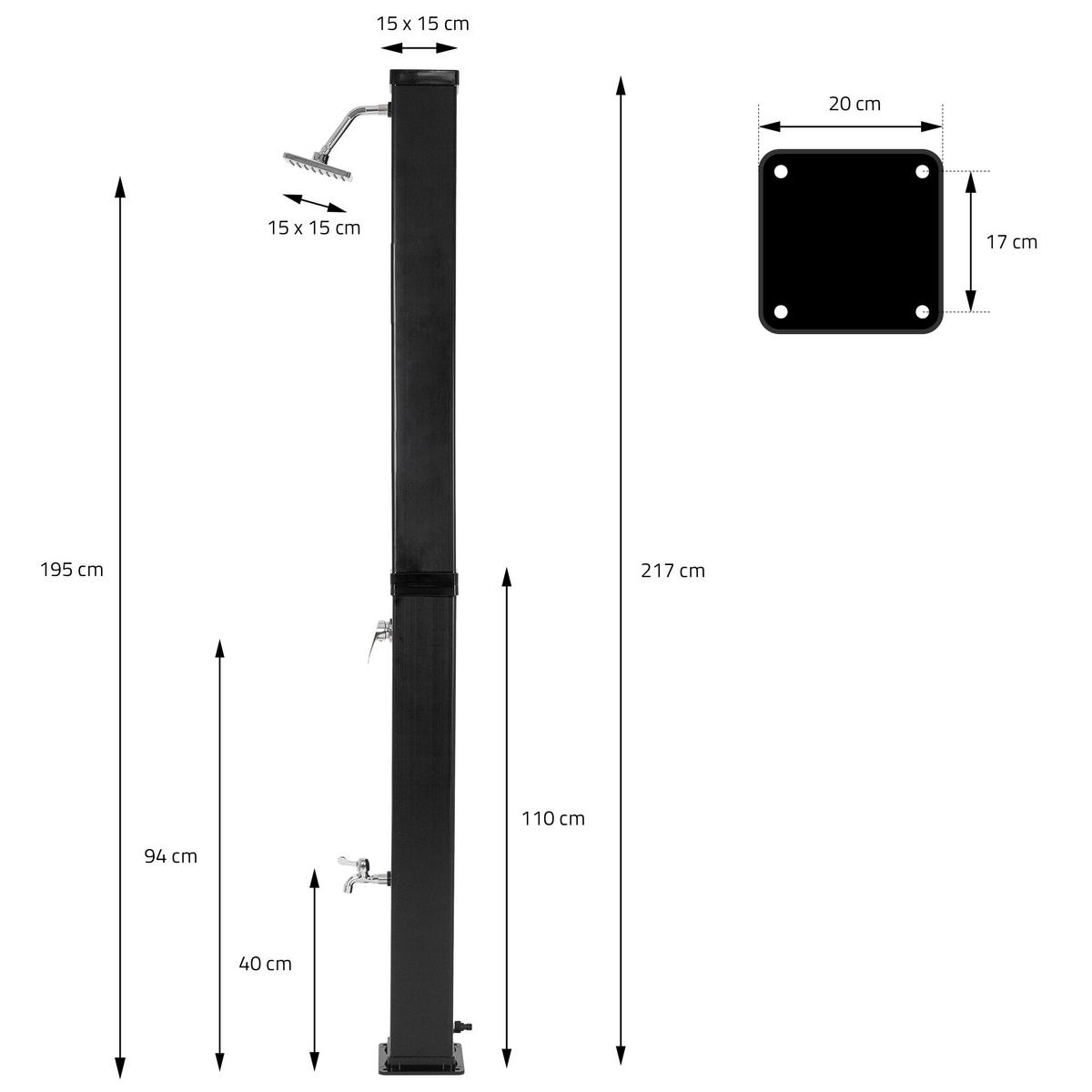 SOLARDUSCHE - Silberfarben, Kunststoff (20/217/50cm) - ML-DESIGN