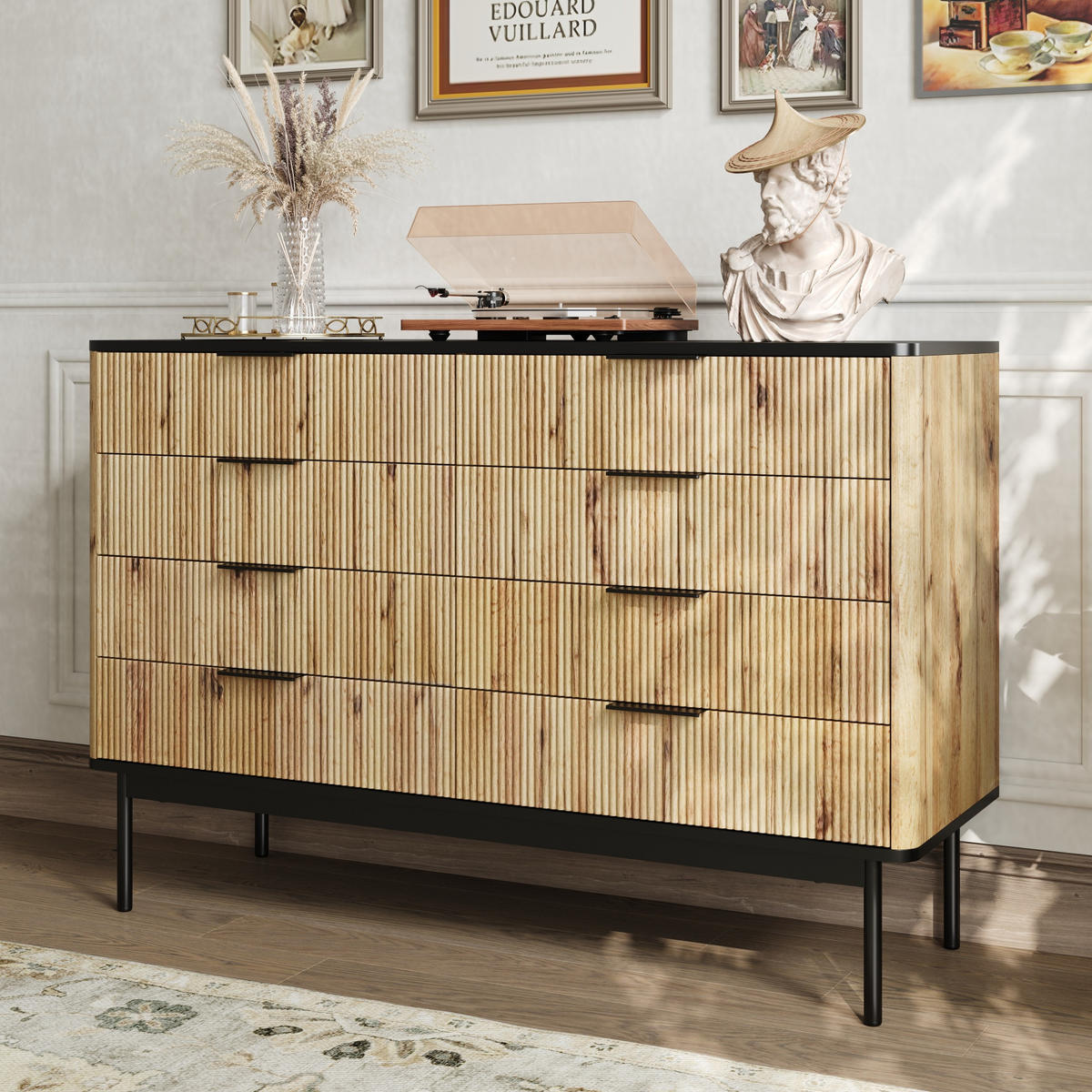 SIDEBOARD 120x39,5x80 Wohnzimmer Esszimmer Eingang Stauraum - Schwarz, Holzwerkstoff (39.5/80/120cm) - FLIEKS