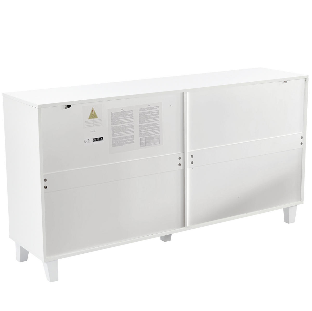 SIDEBOARD in Weiß mit verspiegelter Oberfläche, 4 Türen und kristallförmigen Glasgriffen, 160/40/84 cm, Weiß - Weiß, Holzwerkstoff (160/84/40cm) - Redom