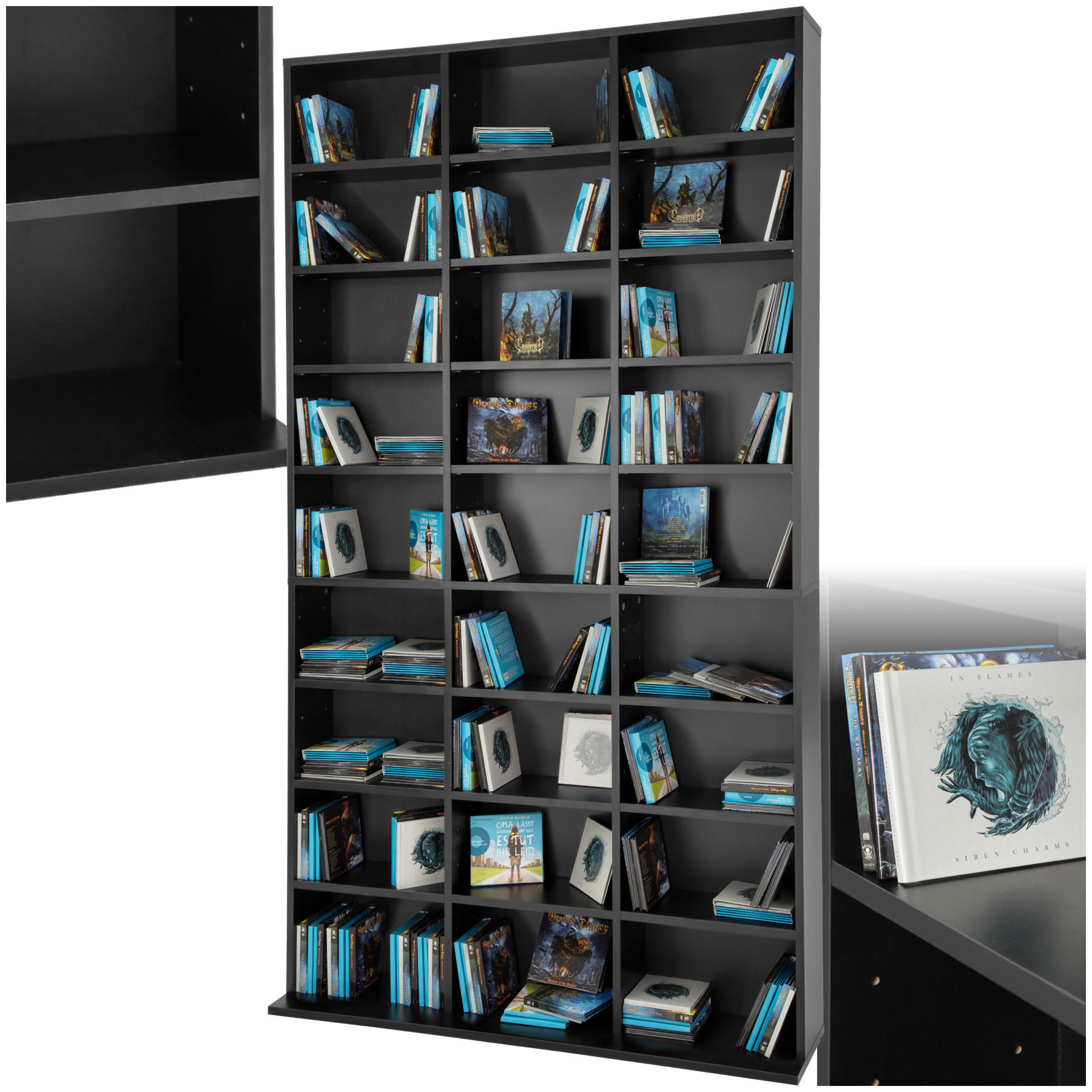 CD/DVD Regal Christel,180 x 102 x 23,5 cm,schwarz - Schwarz, Holz (23.5/180/102cm) - tectake