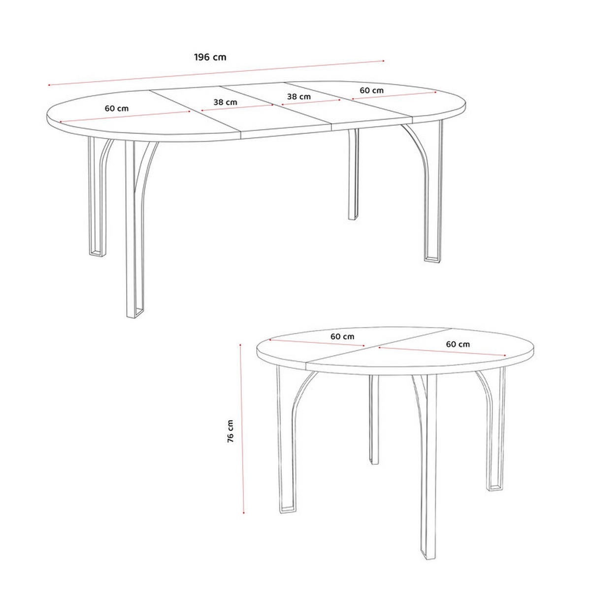AUSZIEHTISCH ASTRO 120/76 cm, Gold / Schwarz - Schwarz, Holzwerkstoff/Metall (120/120/76cm) - Idohome