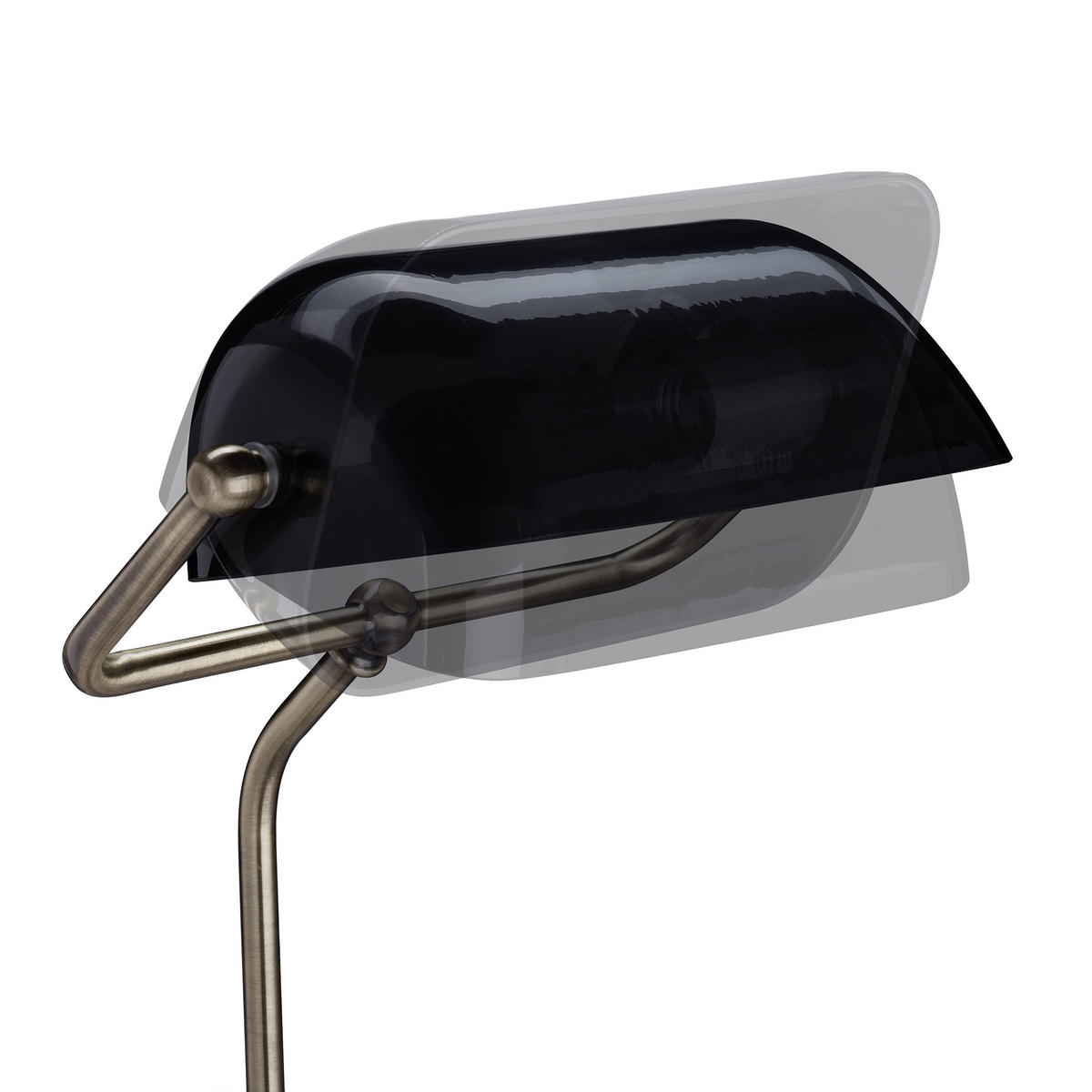 BANKERLAMPE - Schwarz, Glas/Holz (25/26/42cm) - Relaxdays