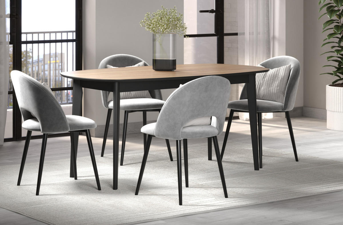 ESSTISCH Eiche, schwarz 160 x 90 cm, moderner Küchentisch - Eichefarben/Schwarz, Holzwerkstoff (77/160/90cm) - Top.Furn