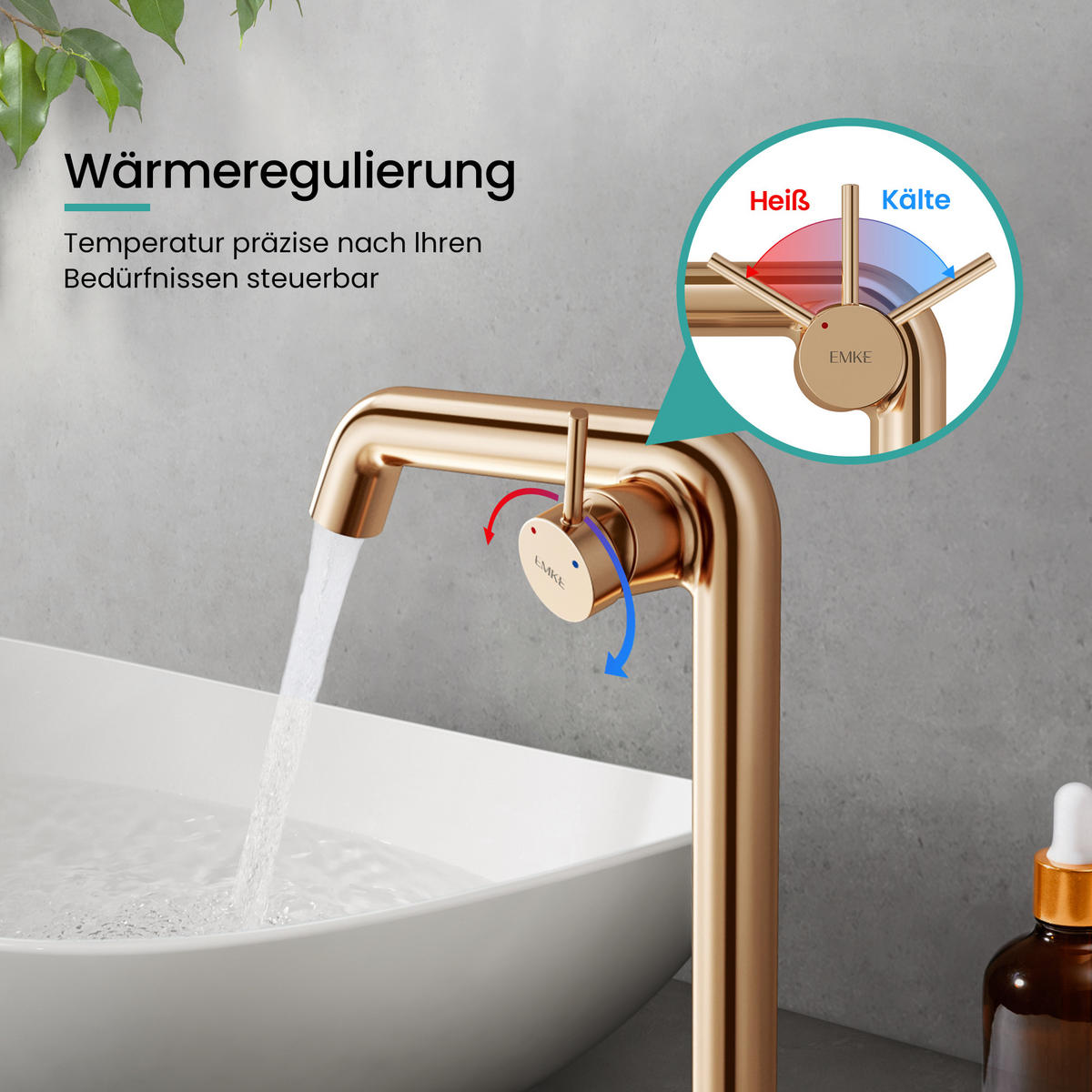 WASCHTISCHARMATUR Wasserzulaufrohr aus Edelstahl Rosengold 26cm - Roségold, Metall (22/7.6/33.2cm) - EMKE