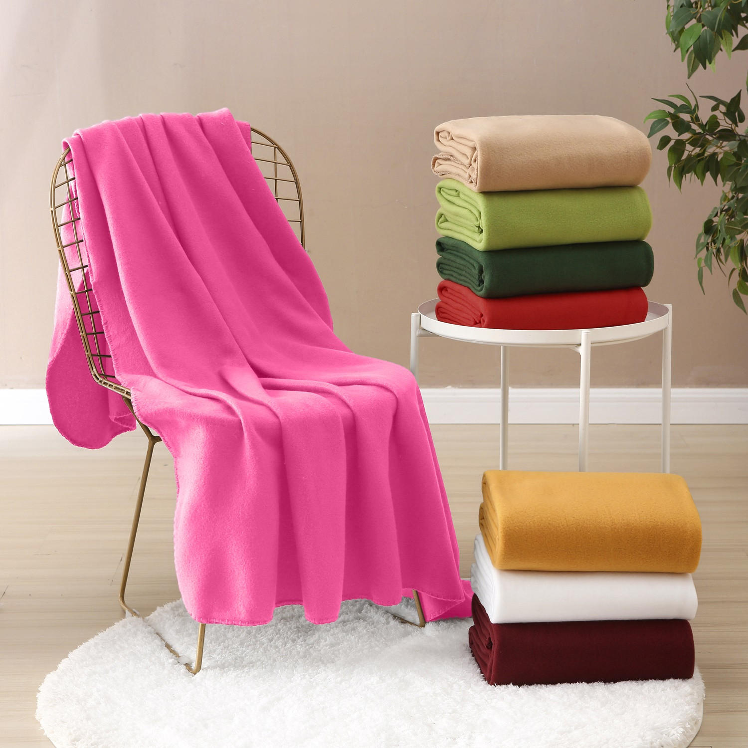 FLEECEDECKE pink 130/160 cm Kettelrand Anti-Pilling - Pink, Textil (130/160cm) - wometo
