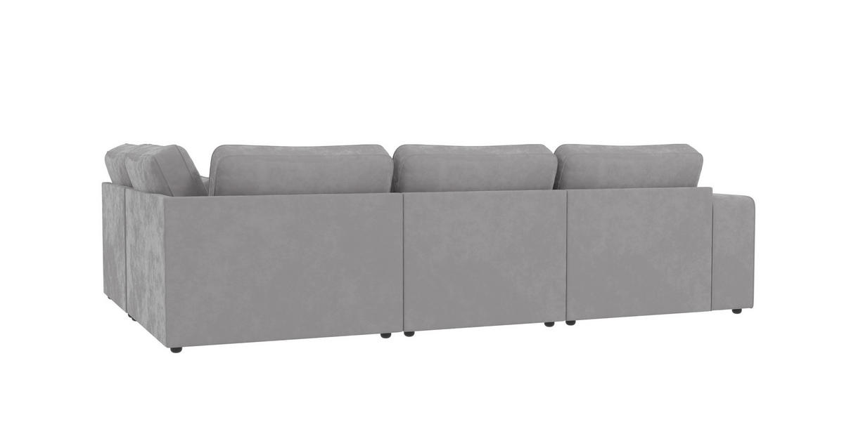 ECKSOFA modularer Leox Hellgrau Samt-Stoff - Hellgrau/Schwarz, Kunststoff/Textil (305/281cm) - S-Style Möbel