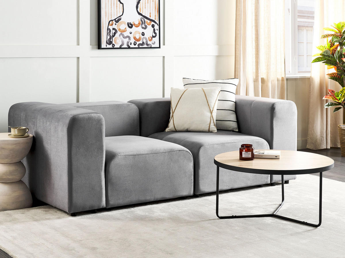 2-SITZER-SOFA Samtstoff grau Falsterbo - Grau, Textil (204/70/105cm) - Beliani