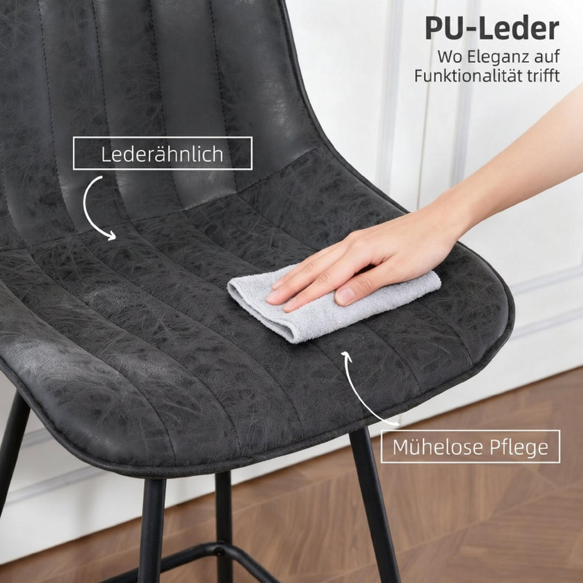 BARHOCKER DE-36069 2er Set drehbar mit Lederoptik Schwarz - Schwarz, Metall (47/97.5/54.5cm) - ComfortXL
