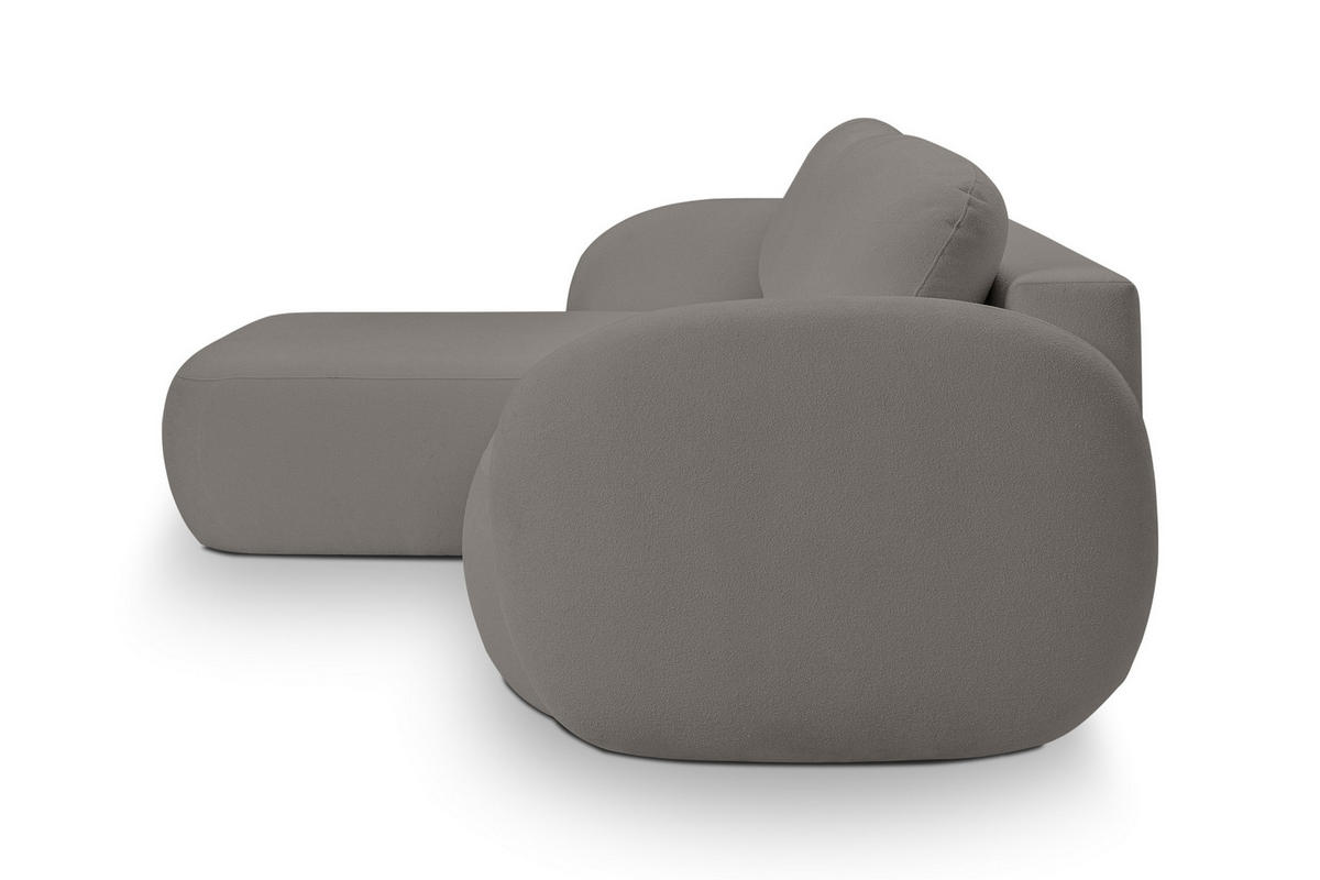 ECKSOFA AMICO L-S Grau Geflochtener Stoff mit Schlaffunktion - Grau, Holz (248/174cm) - MASSENO