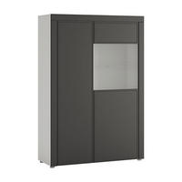 VITRINE Bologna Quantum weiß matt / dust grey 100 / 38 / 148 cm - Weiß/Grau, Holz/Holzwerkstoff (100/148/38cm) - Feldmann-Wohnen