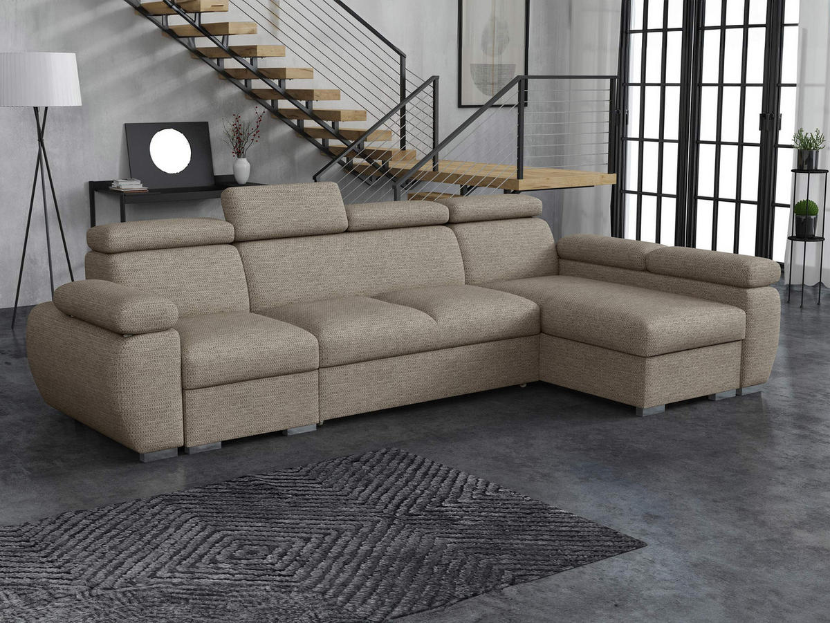 ECKSOFA Boston LCP, Seite: Rechts 1P(65)+2R+LCP - Kaschmir/Silberfarben, Holz/Textil (320/170cm) - MIRJAN24