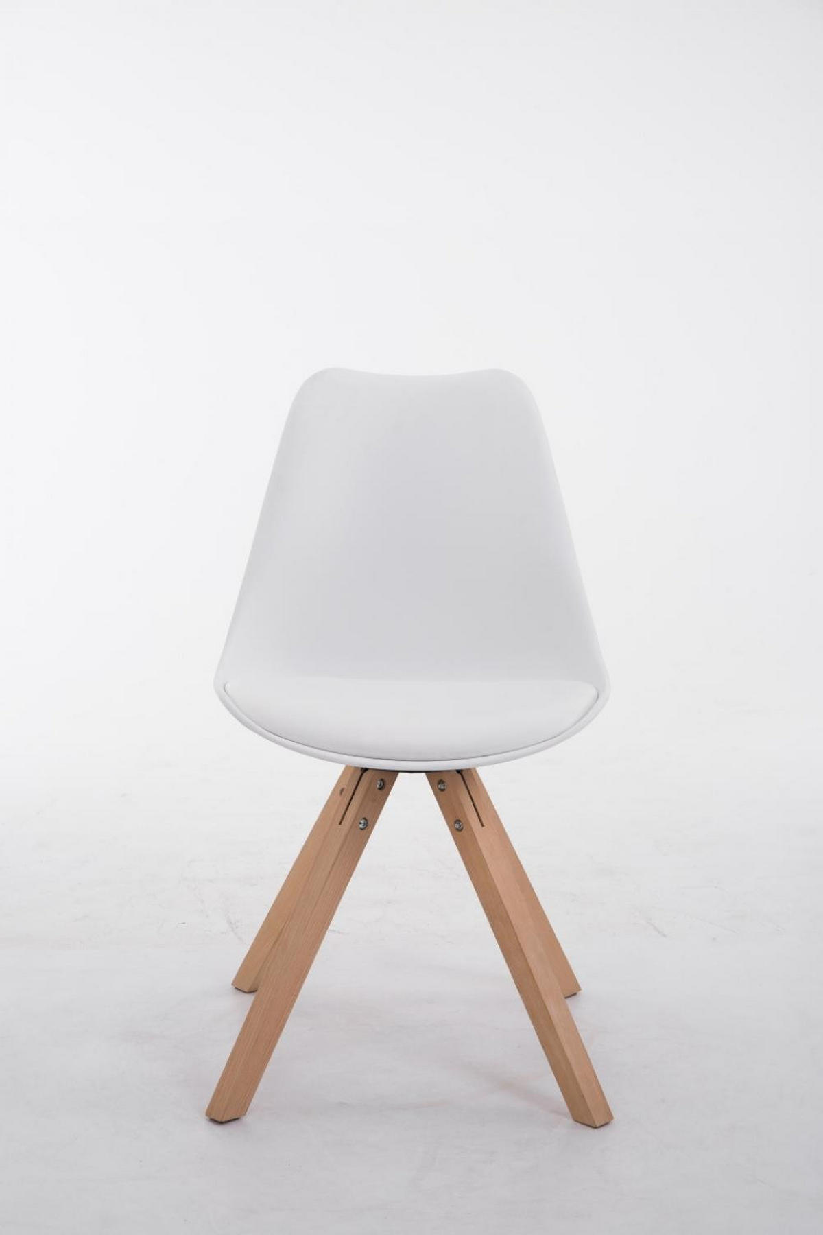 STUHL Lederlook weiß - Eukalyptusholzfarben/Weiß, Holz/Textil (47.5/83/55.5cm) - CLP