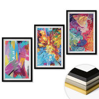 WANDBILDER 3er-Set - 40x60 cm Schwarzer Rahmen - Bunte abstrakte Farbmuster - Schwarz, Kunststoff (40/60cm) - ArtPrintCave